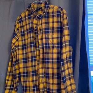 Yellow long sleeve plaid shirt
